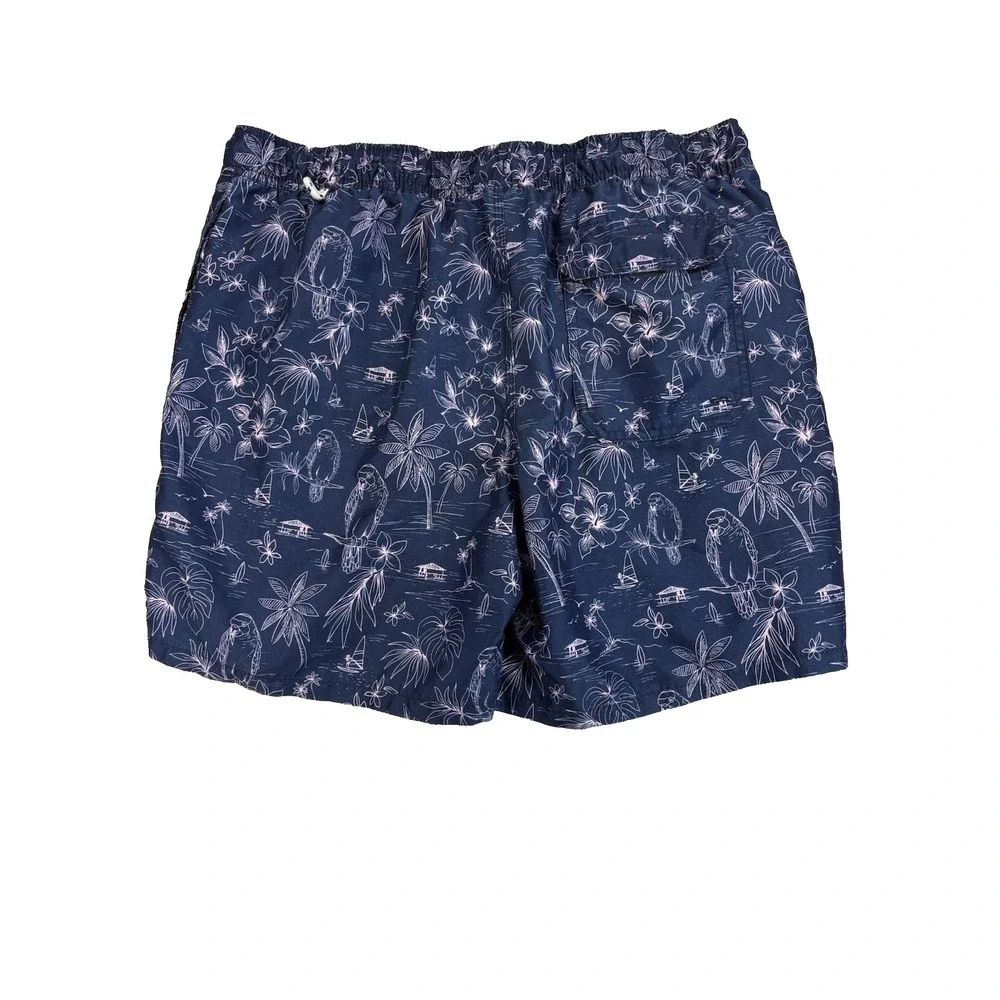 Goodfellow Men's Large Tropical Blue Swim‎ Shorts Trunks Beach Resort Vacation